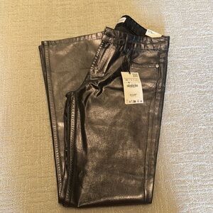 BRAND NEW Zara Metallic Mid Rise Wide Leg Pants